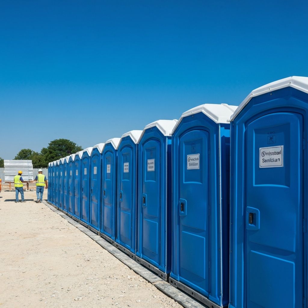 Clean portable toilet units ready for delivery in Merced, CA